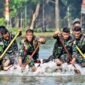 Lomba dayung dalam rangka HUT ke-59 Brigif 2 Marinir ini juara pertama diraih Yonif 1 Marinir dengan total waktu 14 menit 16 detik.