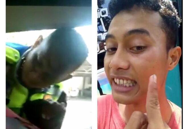 
					Tampak seorang petugas mencoba merebut kunci kontak truk sehingga terjadi pemukulan terhadap Choirul Affani (sopir). Tampak Choirul Affani sedang menunjukkan pipinya yang legam akibat pukulan. (Foto: Istimewa)