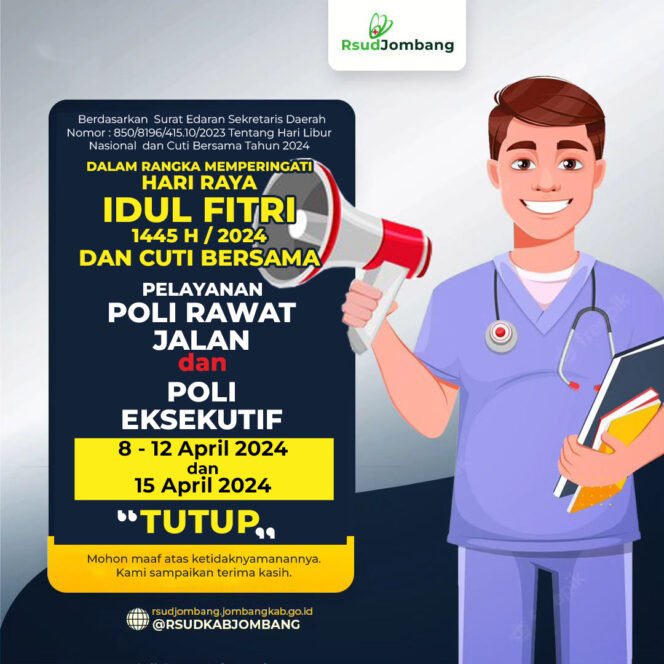
					Pengumuman Pelayanan RSUD Jombang Hari Idul Fitri 1445H