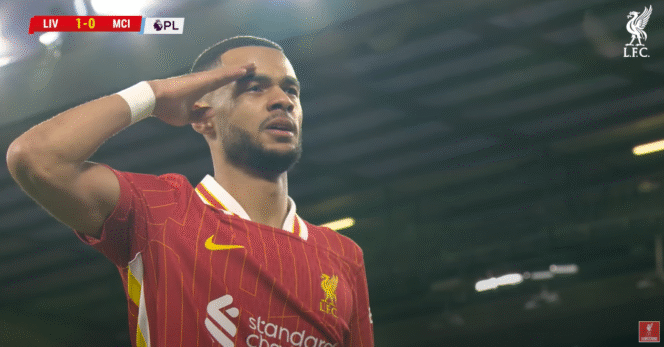 
					Selebrasi setelah Cody Gakpo membuka gool perdana bagi liverpool.