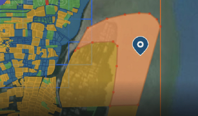 
					Inilah posisi luasan laut --dulu tambak- di wilayah desa Segoro Tambak, kecamatan Sedati Sidoarjo, yang telah mempunyai SHGB seluas 656 ha. tangkap layar video@KemenATR