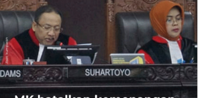 
					Hakim Ketua MK Hartoyo dan Enny Nurbaningsih memutuskan pilkada ulang di seluruh TPS wilayah kabupaten Serang, Jawa Barat, Senin 24 Februari 2025. Instagram@kumparan