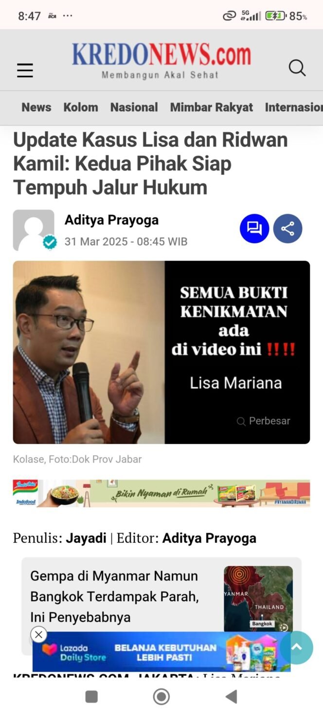 
					Kisah 4 Tahun Lalu Berujung Ridwan Kamil dan Lisa Mariana Bersiap Tempuh Jalur Hukum