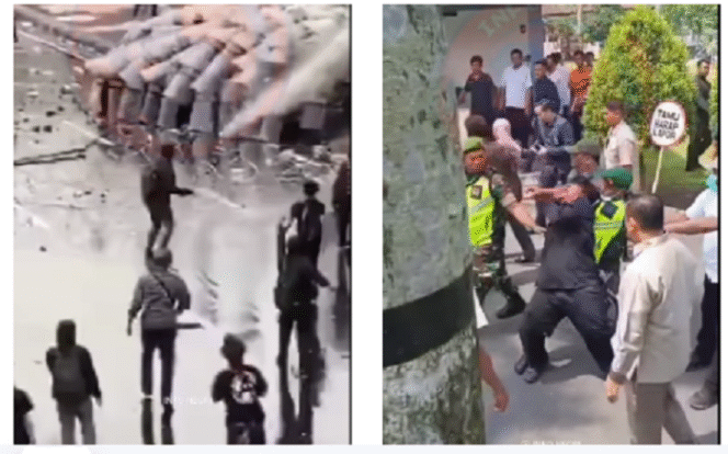 
					Aksi unjuk rasa mahasiswa tolah UU TNI berakhir ricuh di depan gedung negara Grahadi, Surabaya, Senin 24 Maret 2025. Saat ini para mahasiswa sedang mencari 25 kawannya yang ditangkap aparat dalam aksi demo itu.
Tangkap Layar Video Instagram@info.negeri