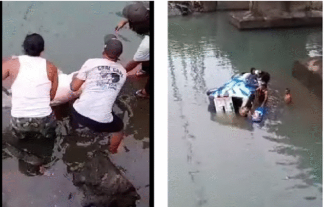 
					Sebuah ambulans mengangkut jenazah nomor polisi DK-9875-AJ, dikemudikan oleh Putu Ganita (56) dan dua penumpang, Ponisri (51) dan Kadek Dwi Novita Saputri (15). terjun ke sungai kwasan Yehembang, Mendoyo, Jembrana, Bali. Instagram@ikl_nusantara