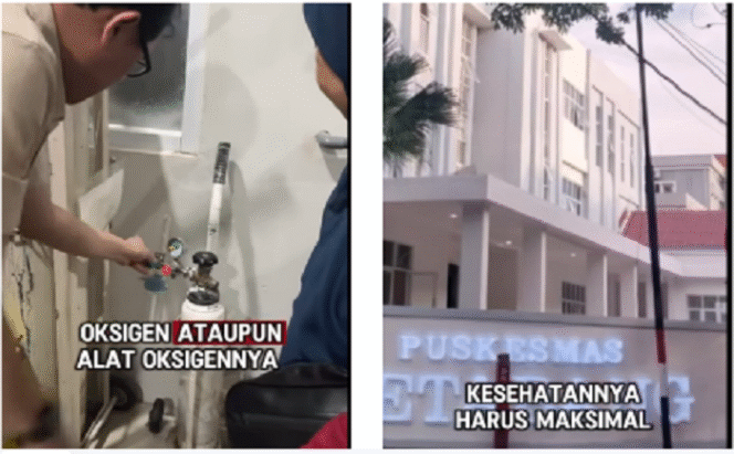 
					(Kiri) Anggota Komisi D DPRD Kota Surabaya mengecek peralatan oksigen di puskemas ternyata ngowos, karena krannya terbuka. (Kanan) Puskesmas Ketabang memberlakukan dokter on call. Pintu puskesmas digembok. 
Tangkap layar video Instagram@surabaya.1menit.