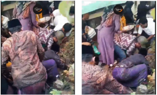 
					Setelah hujan deras, terjadi tanah longsor di dusun Berung, Desa Pakaan Laok, Kecamatan Galis, Bangkalan, Madura pada 12 April 2025. Tanah longsor itu menimpa rombongan warga yang baru saja pulang hajata, mengakibatkan 4 orang luka-luka. Tangkap layar video Instagram@bangkalanterkini