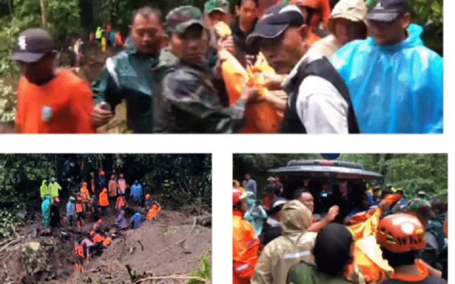 
					Tim SAR dan BPBD Mojokerto telah menemukan satu korban dalam kondisi meninggal dunia di lokasi tanah longsor jalan Pacet-Cangar, jalur alternatif Mojokerto-Kota Batu. Korban tanah longsor itu berhasil dievakuasi pukul 15.40 WIB selanjutnya dibawa ke rumah sakit, Kamsi 3 April 2025.