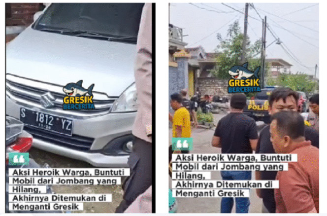 
					Pencurian mobil Ertiga S  18 12 YS terjadi di Mojoagung, Jombang, Jumat 11 April 2025. Disiarkan melalui Radio SS, Surabaya. Siaran itu dipantau oleh seorang pengendara bernama Hamzah.  Dia buntuti, ternyata kendaraan dibawa ke Manganti. Pelaku akhirnya diringkus polisi Gresik. Instagram@gresik_bercerita
