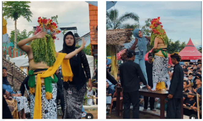 
					Dwi Putri Ramadani, 21,  gadis Osing dari desa Olehsari, kecalamatan Glagah, Banyuwangi, kembali terpilih sebagai penari Seblang Olehsari di Banyuwangi. Merupakan tarian ritual memohon kesejahteraan, menghadirkan energi positif dan buang sial.
Tangkap layar video Instagram@banyuwangi_id