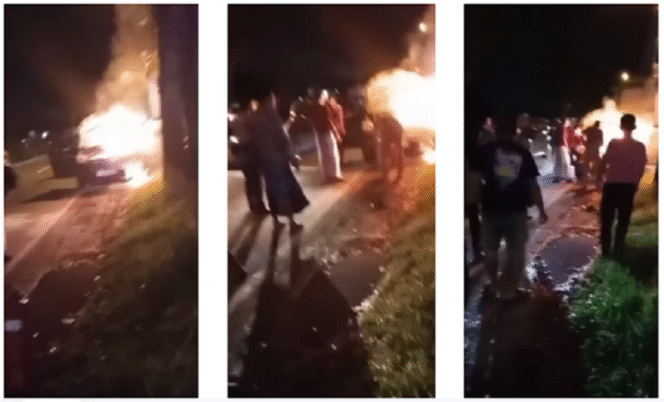 
					Petugas SPBU Tembelang, Jombang, membantu padamkan kebakaran sebuah kendaraan Honda Freed yang terbakar, Rabu malam, 2 April 2025. Tangkap layar video Instagram@wargajombang