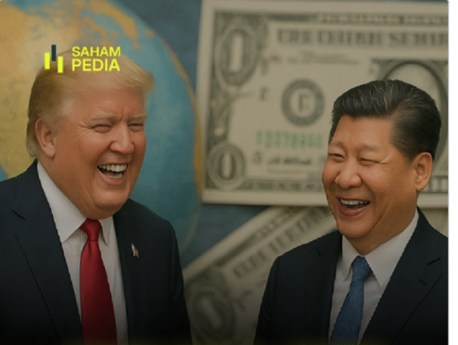 
					Presiden Donald Trump dan Presiden China Xi Jinping  mengumandangkan perdamaian di Jenewa, Swiss. Untuk mengakhiri perang tarif, dan 90 hari ke depan Cina mengenakan bea masuk 10 persen, sedangkan Amerika 30 persen. Instagram@sahampediaaid