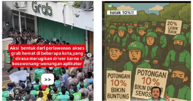 
					Hari ini, Selasa 20 Mei 2025, diver ojol menyatakan mogok, tidak membuka aplikasi secara nasional selama 24 jam. Untuk Surabaya dan sekitarnya, titik kumpul massa driver di Bundaran Tol Waru, depan CITO. Instagragram@lambe_ojol. 