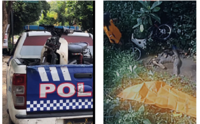 
					Polisi mengangkut korban dan motor, diduga akibat laka tunggal di Trawas, Mojokerto. Diketahui identitas korban berndama Muhammad Idris, 22, warga Sukorejo, Pasuruan. Instagram@kabarterdepan