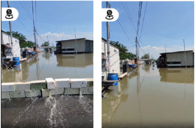 
					Banjir rob mulai melanda kawasan Kalanganyar, kecamatan Sedati, kabupaten Sidoarjo, Kamis 29 Mei 2025. Tangkap layar video Instagram@ini_surabaya
