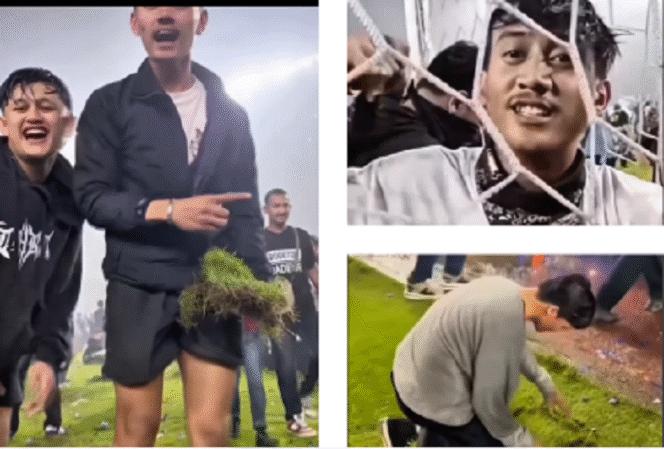 
					Bebotoh Persib melakukan eUforia yang luar biasa setelah menang dan menjadi juara Liga 2024/205, Sabtu 25 Mei 2025. Namun euforia itu diciderai oleh perilaku perusakan rumput dan jaring gawang stadion, Kasus ini akan dtangani secara hukum. Instagram@deimulyadi71