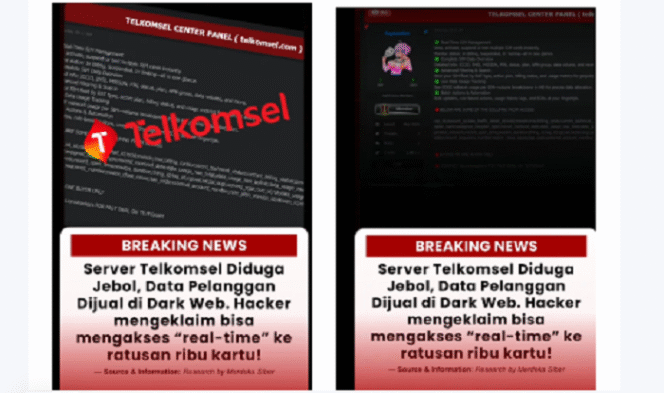 
					Video ringkas dugaan hacker (peretas) membobol server milik Telkomsel, lalu menjual data tersebut ke dark web (website gelap). Sejumlah data sangat penting, bisa disebut sebagai jantung usaha Telkomsel telah dibobol. Tangkap layar video Instagram@merdekasiber