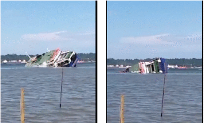 
					Detik-detik tenggelamnya kapal feri KMP Muhlisa di perairan teluk Balikpapan, terjadi Senin 5 Mei 2025. Tangkap layar video Instagram@ilp_newsantara