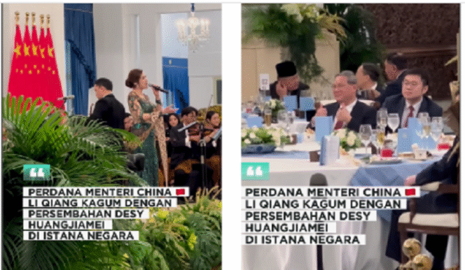 
					Desi Huang artis penyanyi asal Pontianak, yang mendapat kehormatan untuk menghibur tamu negara Perdana Mentri China, Li Qiang. Dia mendapat dua jempol, saat menyakikan lagu Wo He Wo De Zu Guo (Aku dan Tanah Airku). Instagram@desyhuang.hjm 