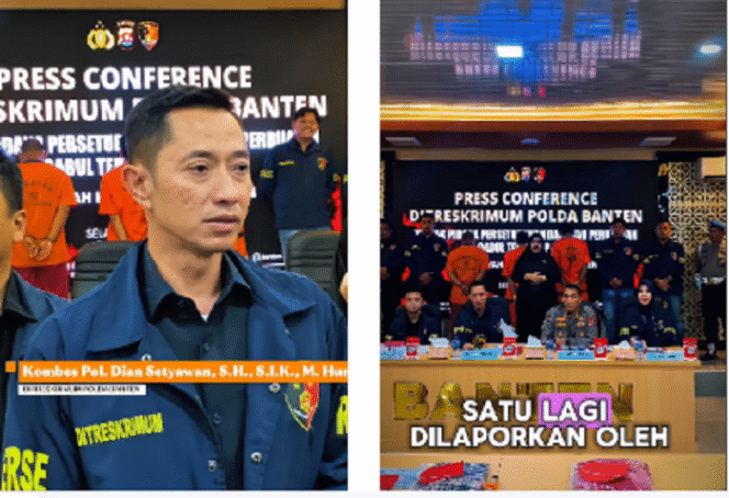 
					Direktur Reserse Kriminal Umum (Dirreskrimum) Polda Banten Kombes Pol Dian Setyawan menggelar konferensi pers, ungkap penanganan hukum kasus pelecehan seksual, menangkap 5 tersangka, Selasa 3 Mei 2023. Tangkap layar video Instagram@humaspoldabanten