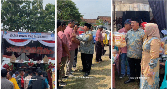 
					Bupati Wrasubi bersama Wakil Bupati Jombang, Salmanudin Yazid bersama istri menghadiri acara bazar murah bertahuk Getuk Emas di kecamatan Sumobito, Minggu 24 Agustus 2025. Foto: jombangkab.go.id, Instgaram@jombang-kab
