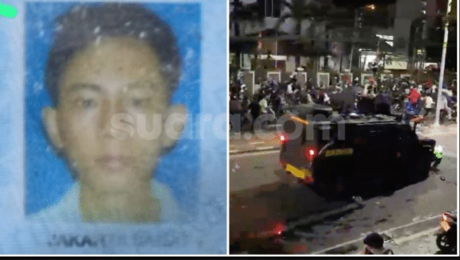 
					(Kiri) Foto Kurniawan, korban tewas terlindas kendaraan taktis (Rantis) Brimob, saat terjadi aksi demo besar di kawasan Pejomponga, di area gedung DPR RI, Kamis malam, 2025. Foto: suara.com