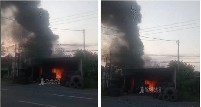 
					Damkar Jombang melakukan pemadaman di sebuah lokasi penyimpanan ban bekas di dusun Semelo, Desa Kayen, Kecamatan Bandarkedungmulyo. Senin, 25 Agustus 2025. Foto: Instagram@jombanginformasi_