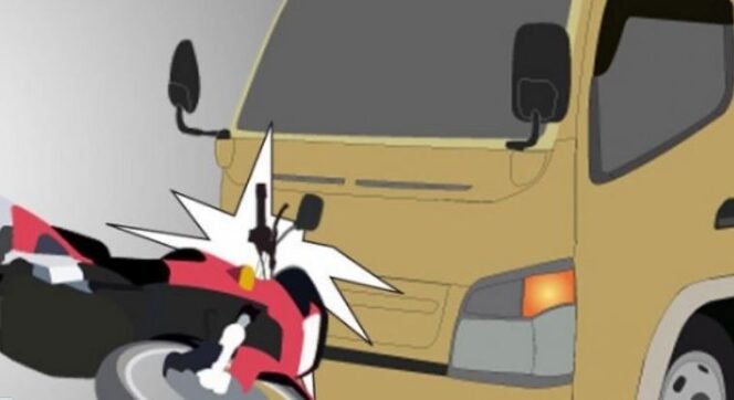 
					Ilustrasi motor tabrak truk