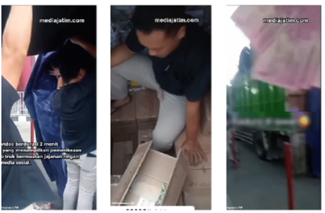 
					Kali ini petugas berpakaian sipil dalam operasi rokok putih kena  'palak' Rp 500.000, gegara tidak menemukan bukti rokok putih diangkut di dalam sebuah truk. Foto: tangkap layar video Instagram@mediajatim.