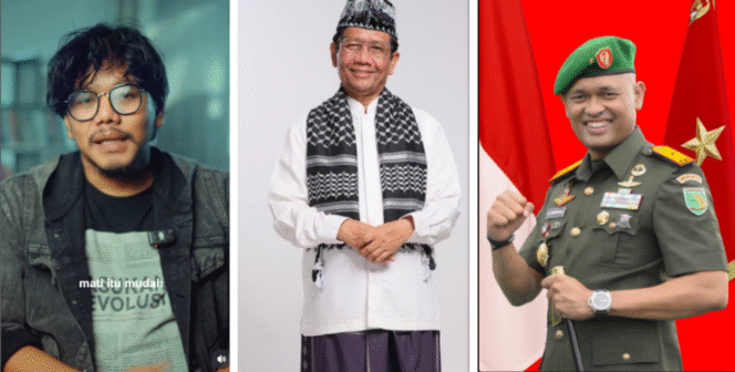 
					(Kiri ke kanan) Ferry irwandi, (tengah) Prof Dr Mahfud MD, (Kanan) Brigjen Juinta Omboh Sembiring. Mahfud tegaskan belum ada bukti pidana pada kasus pernyataan Ferry Irwandi. Foto: instagra@mahfudmd, ferryirwandi/ dok