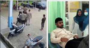 (Kiri) Terjadi kasus pemukulan ini menimpa Kepala Satuan Pelayanan Pemenuhan Gizi (SPPG) Muhammad Reza  Kanan) terjadi pada hari Kamis, 30 Oktober 2025, sekitar pukul 08.05 WIB.
Insiden tersebut berlangsung saat Hasan Basri, wakil bupati Pidie Jaya,  melakukan inspeksi ke dapur MBG di Desa Sagoe, Kecamatan Trienggadeng. Foto: Infopadek