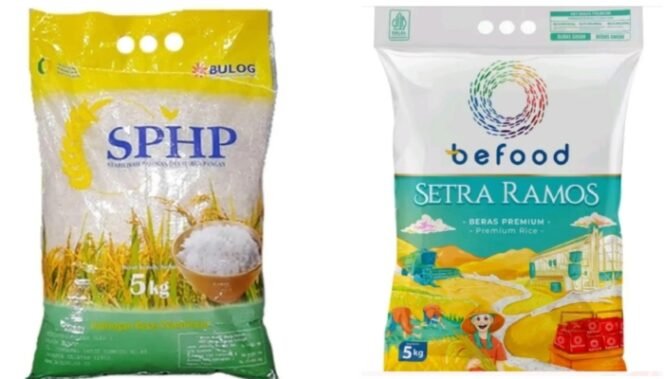 
					Beras yang dipasarkan Bulog