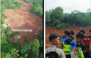 Tiga dusun tertimpa longsor di Cilacap, jawa Tengah. Kini Tim relawan Gabungan dari SAR, BPBD,TNI, Polri, dan masyarakat sebanyak 350 orang dikerahkan untuk mencari 21 warga yang tertimbun di Kecamatan Majenang, Kabupaten Cilacap, yang menimpa tiga dusun, yaitu Dusun Cibeunying, Dusun Cibaduyut, dan Dusun Tarakan di Desa Cibeunying. Kamis malam 13 Novem,ber 2025. Foto: Instagram@channelasia