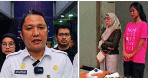 (Kiri) Kepala Lapas narkotika jakarta, Dr Syarpani memberi penjelasan hasil tangkapan dua wanita, berusaha menyelundupkan sabu ke dalam lapas, 11 November 2025. (Kanan) Dua perempuan yang tertangkap basah di dalam pembalut yang mereka kenakan terdapat barang terlarang berupa sabu. Foto: Instagram@lapannarkotikajkt