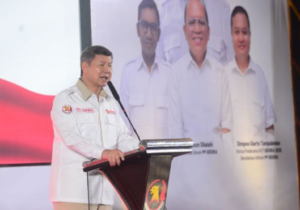 Hashim Djojohadikusmo, sebagai Ketua Dewan Pembina Gerakan Kristiani Indonesia Raya (Gekira) mengimbau agar Gekira dan Gerindra melawan isu fitnah bahwa Presiden Prabowo Subianto memliki ribuan hektar sait di Sumatera dan Kalimantan. Foto: antaranews.com