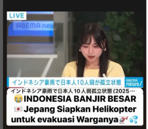 Stasiun televisi di Jepang menyiarkan upaya evakuasi delapan warga Jepang yang terjebak dalam banjir Ace. Mereka saat ini sudah dievakuasi ke Medan, Sumatera Utara. Foto: Instagram@coachaddie