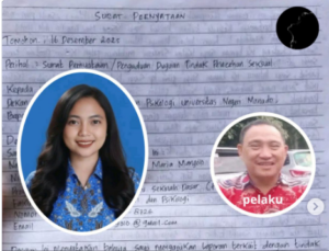 Mahasiswi sester 8 jurusan Psikologi PGSD Universitas, ditemukan tewas di dalam kamar kos, Selas, 30 Desember 2025. Ia meninggal empat lembar surat, berupa laporan pelecehan dirinya yang dilakukan oleh seorang dosennya. Foto: Instagram@kriminews