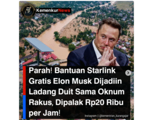Wraga korban banjir bandang Langsa Aceh  viral, mengeluh untuk akses internet starlink membayar Rp 20.000/ jam. Merespon kejadian itu, Presiden Prabowo mengirim 17 unti Starlin ke wilayah terdampak banjir. Foto: Kemenkurnews.