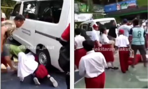 19 Siswa dan satu guru dilarikan ker umah sakit, akibat mobil pembawa makanan MBG tiba-tiba menyeruduk barisan siswa dan dan guru saat persiapan masuk kelas, sekitar pukul 06.50 WIB, di SDN 01 Cilincing, Jakarta Utara, Kamis 11 Desember 2025. Foto: Tangkap layar video Instagram@sekitar_jakut