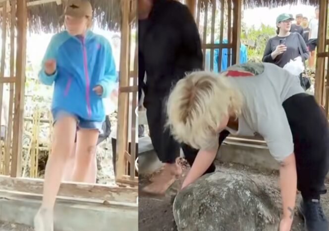 
					Mitos Angkat Batu Mbah Melik di Rongkop Gunungkidul, Wisatawan Bule Mencobanya