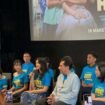 Aktris Nadya Arina (keempat dari kiri, memegang mic) dalam press conference official trailer dan poster film 'Senin Harga Naik' di Metropole XXI, Jakarta, Selasa, 20 Januari 2026 (Foto: RRI/Fathiyah Nur Zalfa)