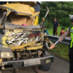 Kecelakaan maut terjadi pagi ini di Tol Pasuruan-Probolinggo KM 831/A, melibatkan dua truk. Seorang penumpang atau kernet truk meninggal dunia akibat tabrakan tersebut, Sabtu pagi, 24 Januari 2026. Foto: Dok/Ipda Firman
