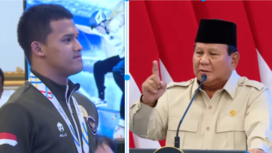 Presiden Prabowo Subiyanto memberikan pujian khusus kepada atlet angkat besi Rizki Juniasyah, yang telah berhasil meraih medali emas di SEA Games Thailand 2025, bahkan memecahkan rekor dunia. Ia direkrut menjadi personel TNI semula berpangkat letnan dua, kini menjadi kapten. Foto: swarajombang.com/ kolase