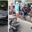 Kecelakaan maut terjadi di jalan Hasyim As'ary, Jombang, Sabtu sore, 25 Januari 2026. Sebuah Avanza menabrak enam mtoro, sati piup parkir. menyebabkan seorang korban meninggal dunia, enam korban lainnya diangkut ke rumah sakit. Foto: swarajombang.com/ kolase/ elok apriyanto