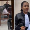 (kiri) Sidang lanjutan dakwaan atas rudapaksa perempuan penyuka sesama jenis di PN Mojokerto, Senin 19 Januari 2026. (Kanan) Pengacara Alizah Widyastuty, yang memimpin pembelaan kliennya. Foto: kolase/ Instagram@mojokerto.id