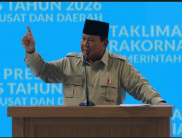 Presiden Prabowo Subianto berbicara di depan sekitar 4500, peserta Rakornnas yang diselenggarakan Kementerian Dalam Negeri dengan tema 