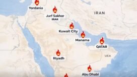 Inilah peta sasaran serangan Iran yang diarahkan ke negara negara Teluk, sekutu Amerika dan Israel, Minggu, 28 Februari 2026. Foto: nest TV