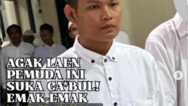 Pemuda bernama Bagus Aji Wisnu (24), warga Dusun Paris, Desa Seduri, Kecamatan Mojosari, Kabupaten Mojokerto, punya hobi 'aneh. Ia suka berbuat cabul kepada perempuan lebih tua usia-40-50 tahun. Setelah dkitangkap, ia didali di Pn Mojokerto, dan dituntut hukuman 2,5 tahun penjara. Foto: Instagram@kabarmojokerto