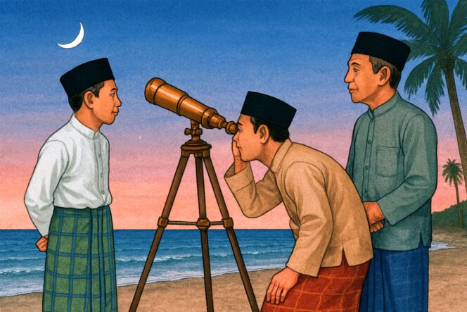 
					Kemenag Gelar Sidang Isbat Penentuan 1 Ramadan, Hilal Dipantau di 37 Titik. Foto. AI