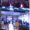 Gubernur Jawa Timur, Khofifah Indar parawansa hadiri sidang Pengadilan Tipikor, kamis 12 Februari 2025. Sebelum masuk sidang ia mendapat sambutan sholawat dari Muslimat, dan pendukungnya di halaman pengadilan. Foto: Instagram@portalJTV